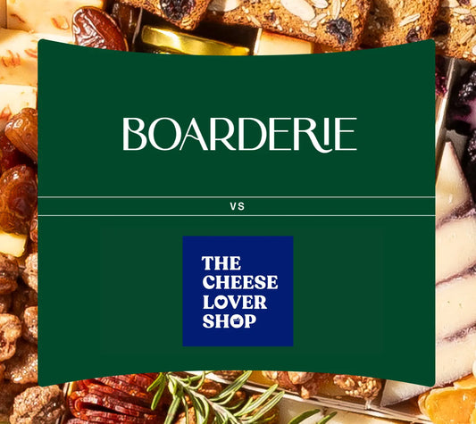 Boarderie versus The Cheese Lover Shop comparison featuring artisan cheese and charcuterie products