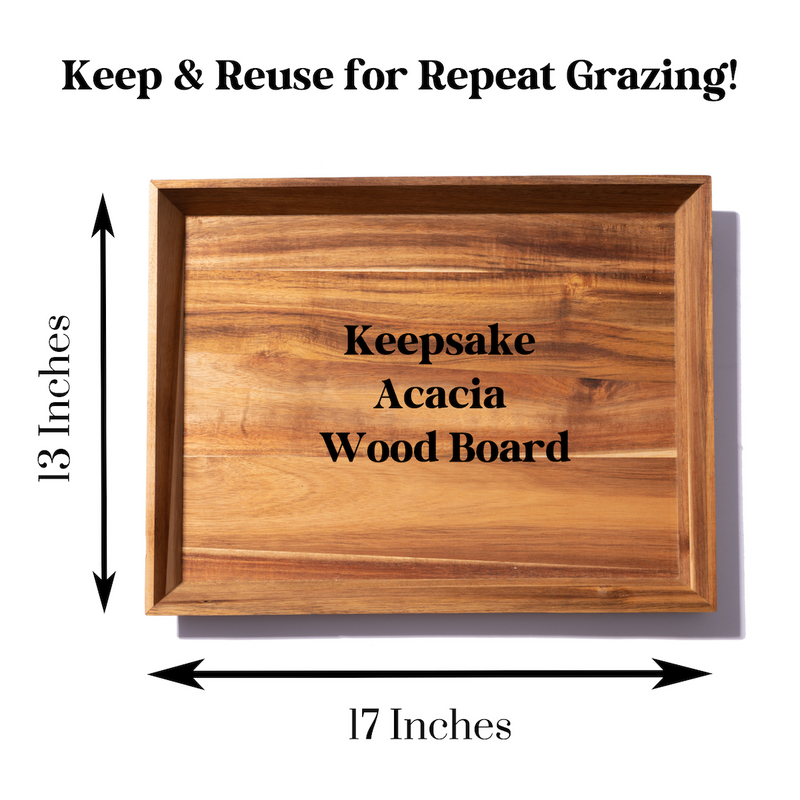 13x17 inches acacia wood board for charcuterie that can keep & reuse for repeat gazing