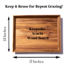 Keepsake acacia wood board measuring 17 by 13 inches, designed for repeat grazing and long-term use.