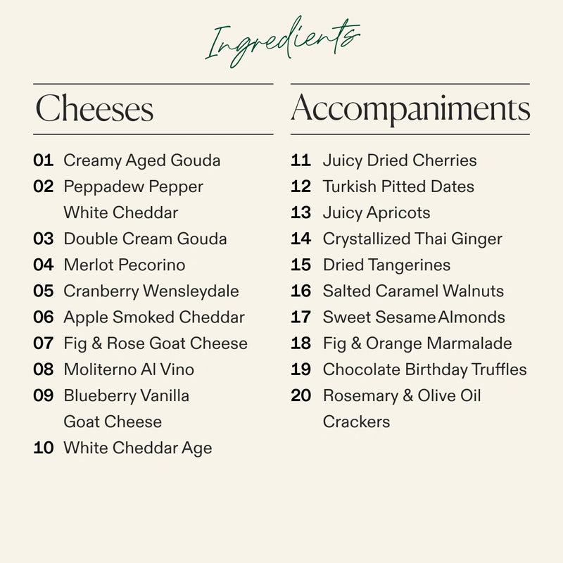A clean, minimalist ingredients list graphic on a light beige background. The header 'Ingredientes' is written in a dark green cursive font at the top.