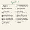 Ingredients chart for the Birthday cheese board: ten artisan cheeses plus fruits, nuts and truffles.
