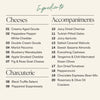 Ingredient list for medium cheese and charcuterie board showing seven gourmet cheeses, two cured meats, and eleven accompaniments including dried fruits, nuts, olives, and crackers.