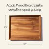 Our large Cheese Boards are shipped on reusable Acacia wood boards for repeatable grazing