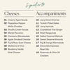 An ingredients of the Boarderie Medium All Cheese Board with two sections: Cheeses and Accompaniments.