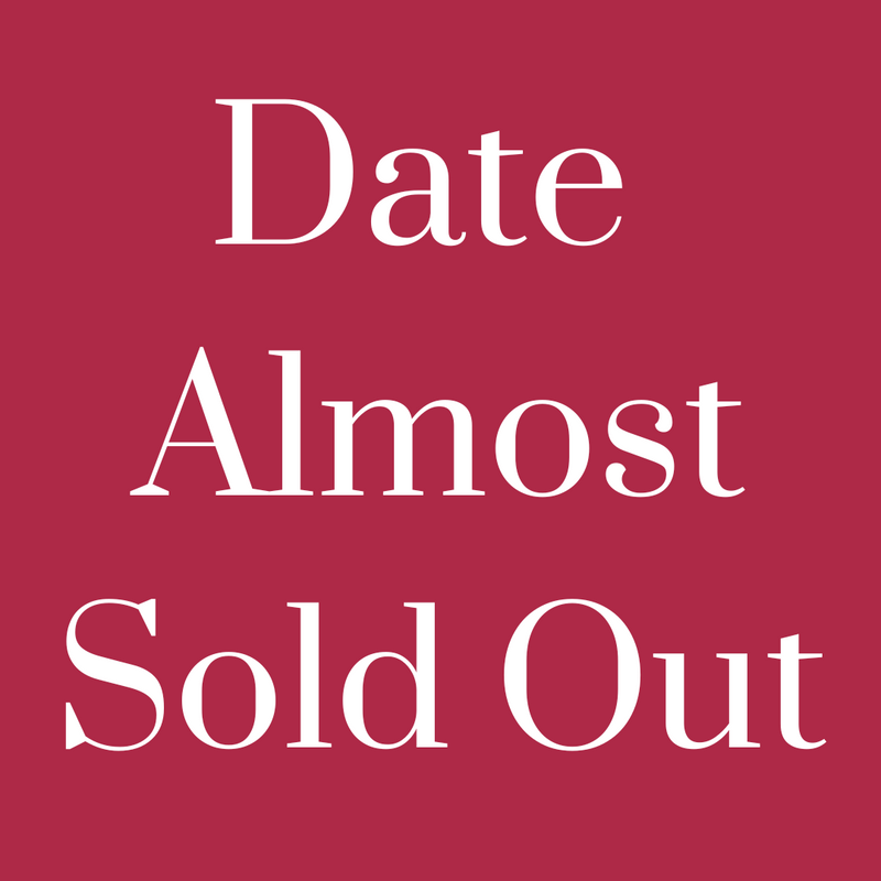 Red graphic with white text reading "Date Almost Sold Out"