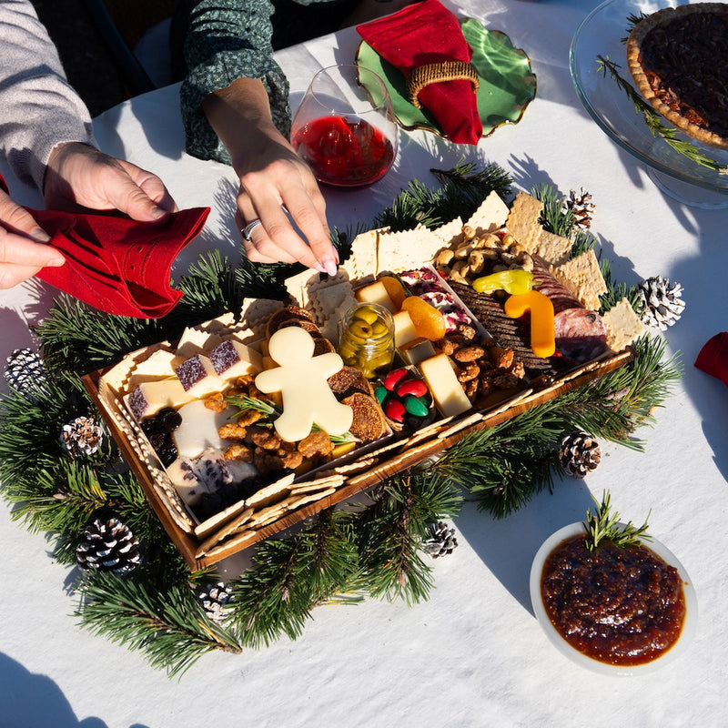 holiday charcuterie board used for holiday hosting and entertaining