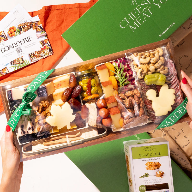 thanksgiving charcuterie  cheese board coming out of box